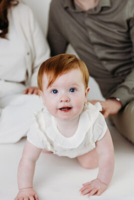 Baby Girl pre-First Birthday Cake Smash Photography with parents